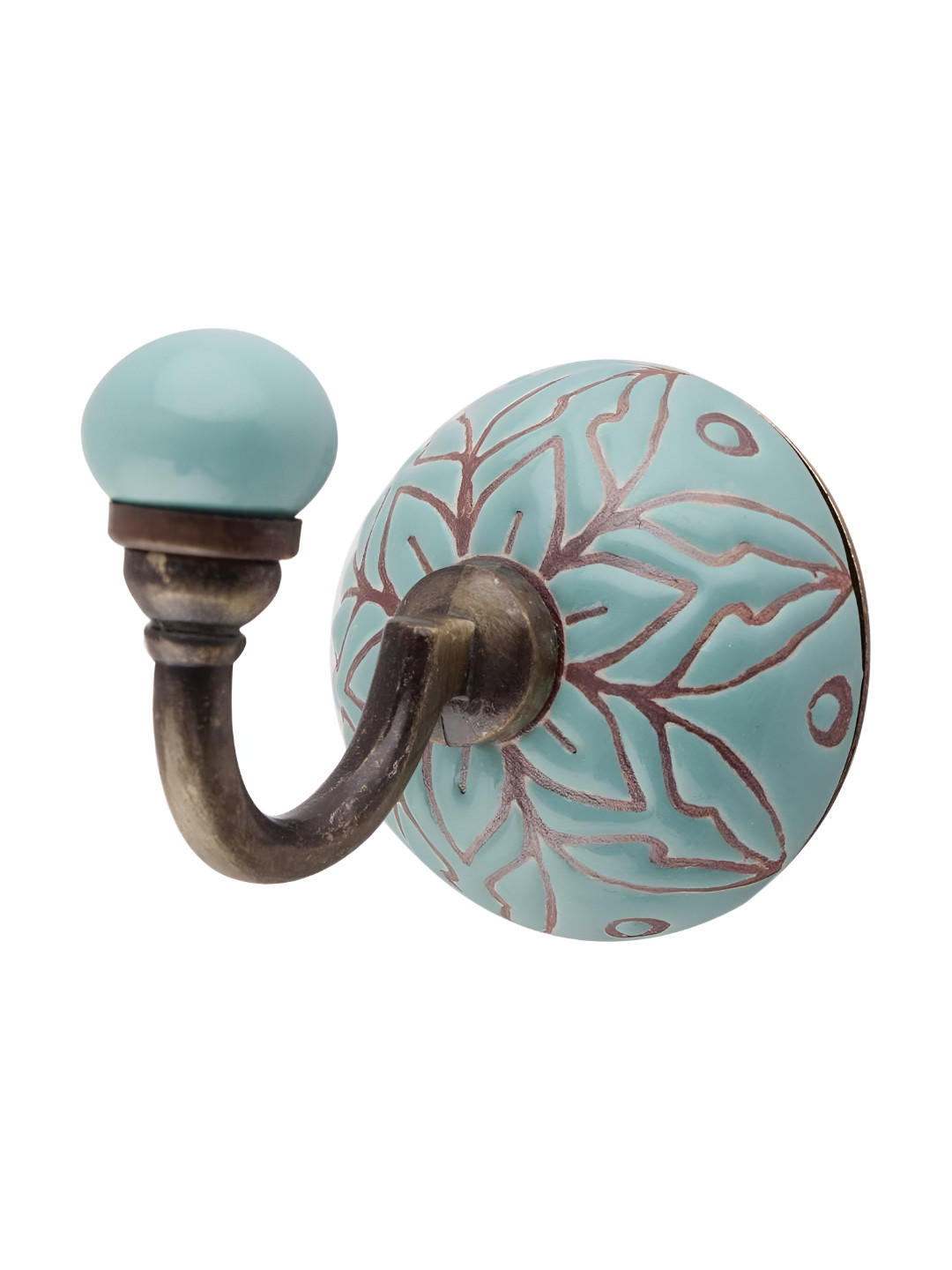 

Indianshelf Green & Brown 4 Pieces Printed Metal Hooks