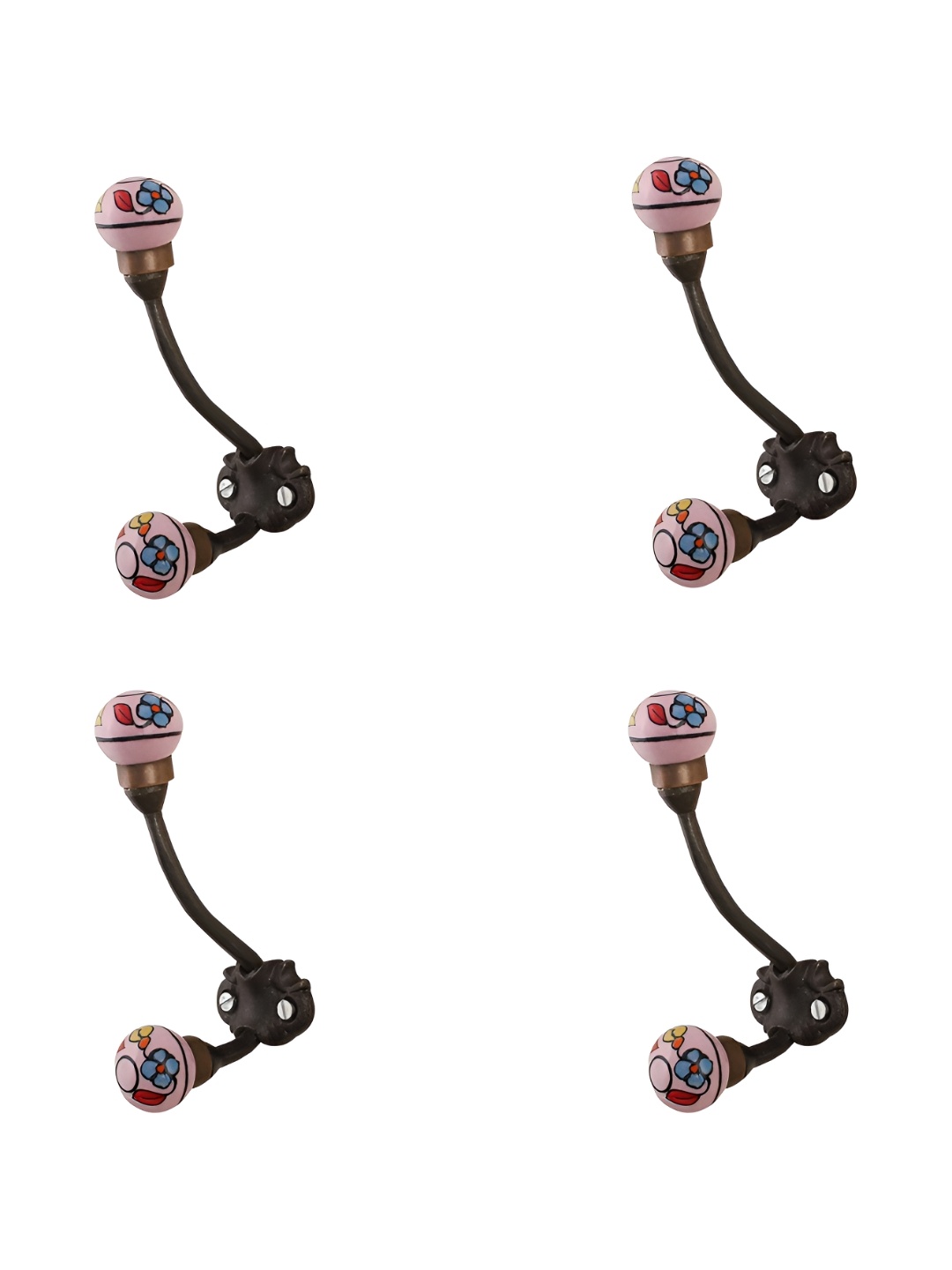 

Indianshelf Pink & Blue 4 Pieces Printed Wall Hooks
