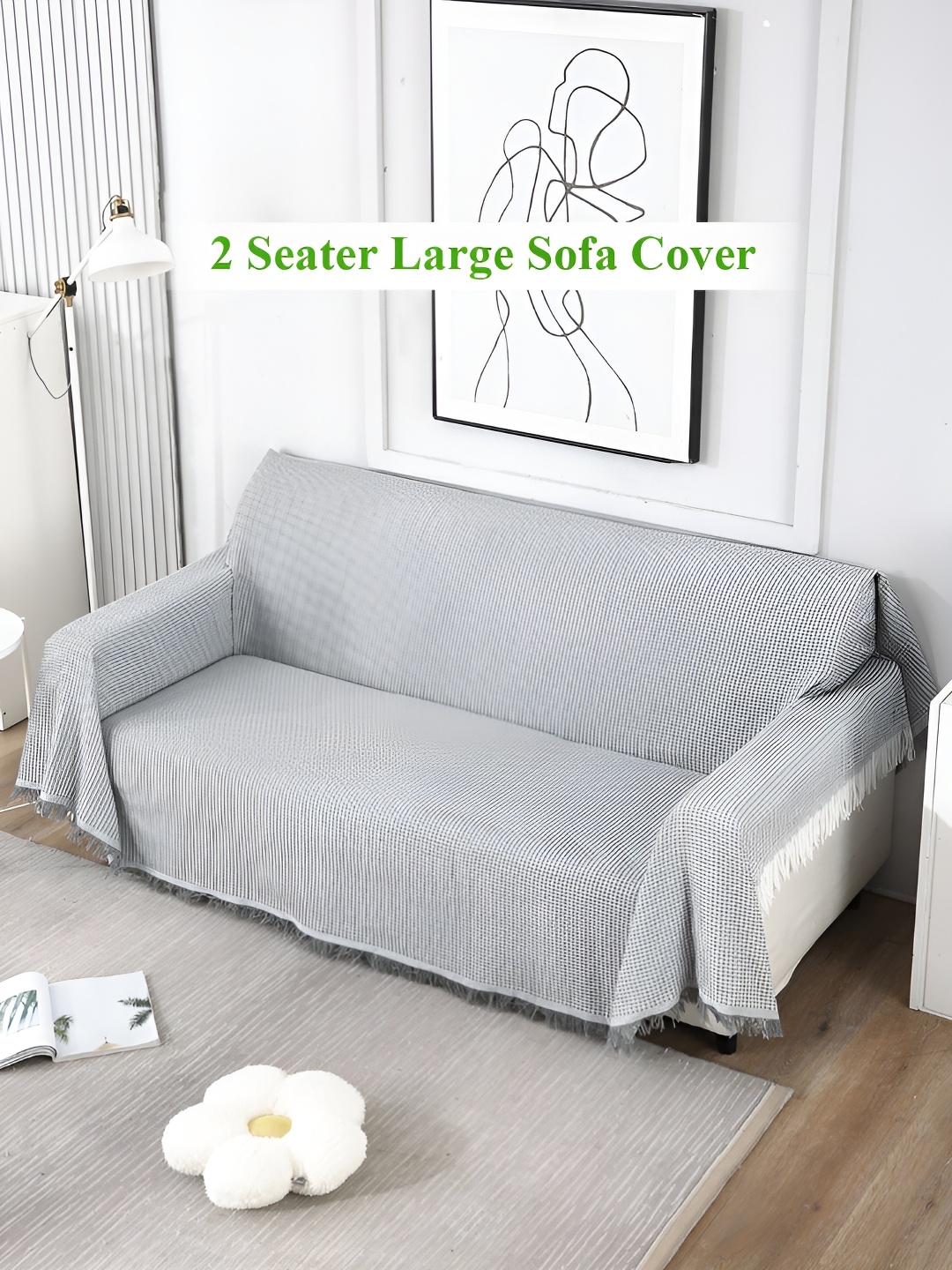

HOKIPO Grey & White Self-Design 2 Seater Throw
