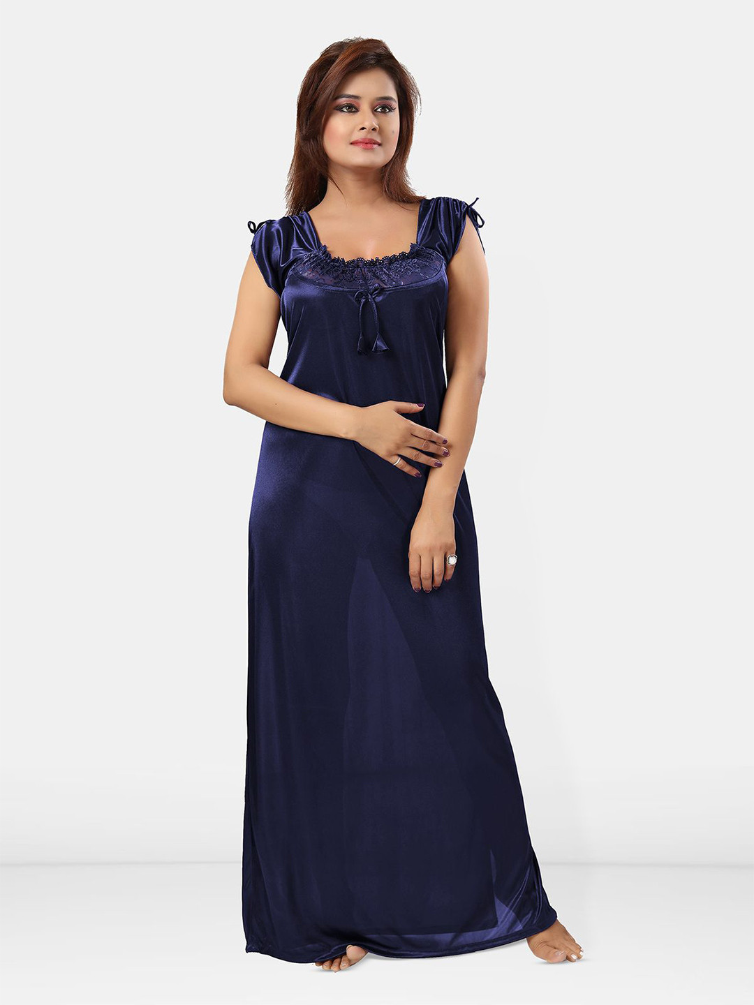 

Be You Satin Maxi Nightdress, Navy blue