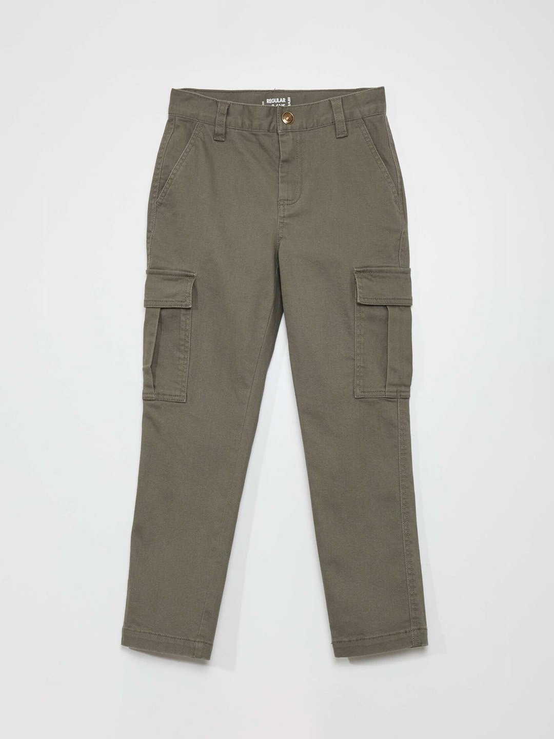 

KIABI Boys Slim Fit Mid-Rise Cargos Trousers, Olive