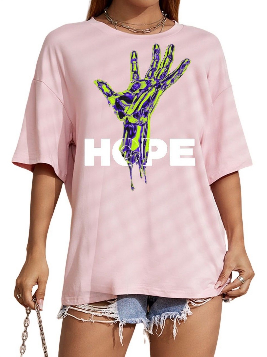 

TABADTOD Women Graphic Printed Oversized T-shirt, Pink