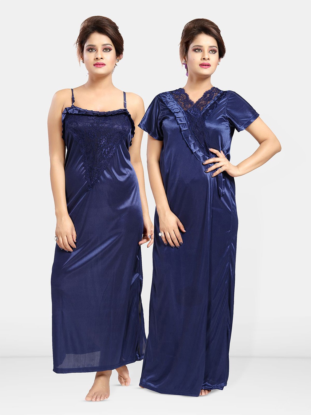 

Be You Women 2 pieces Maxi Wrap Nightdress, Navy blue