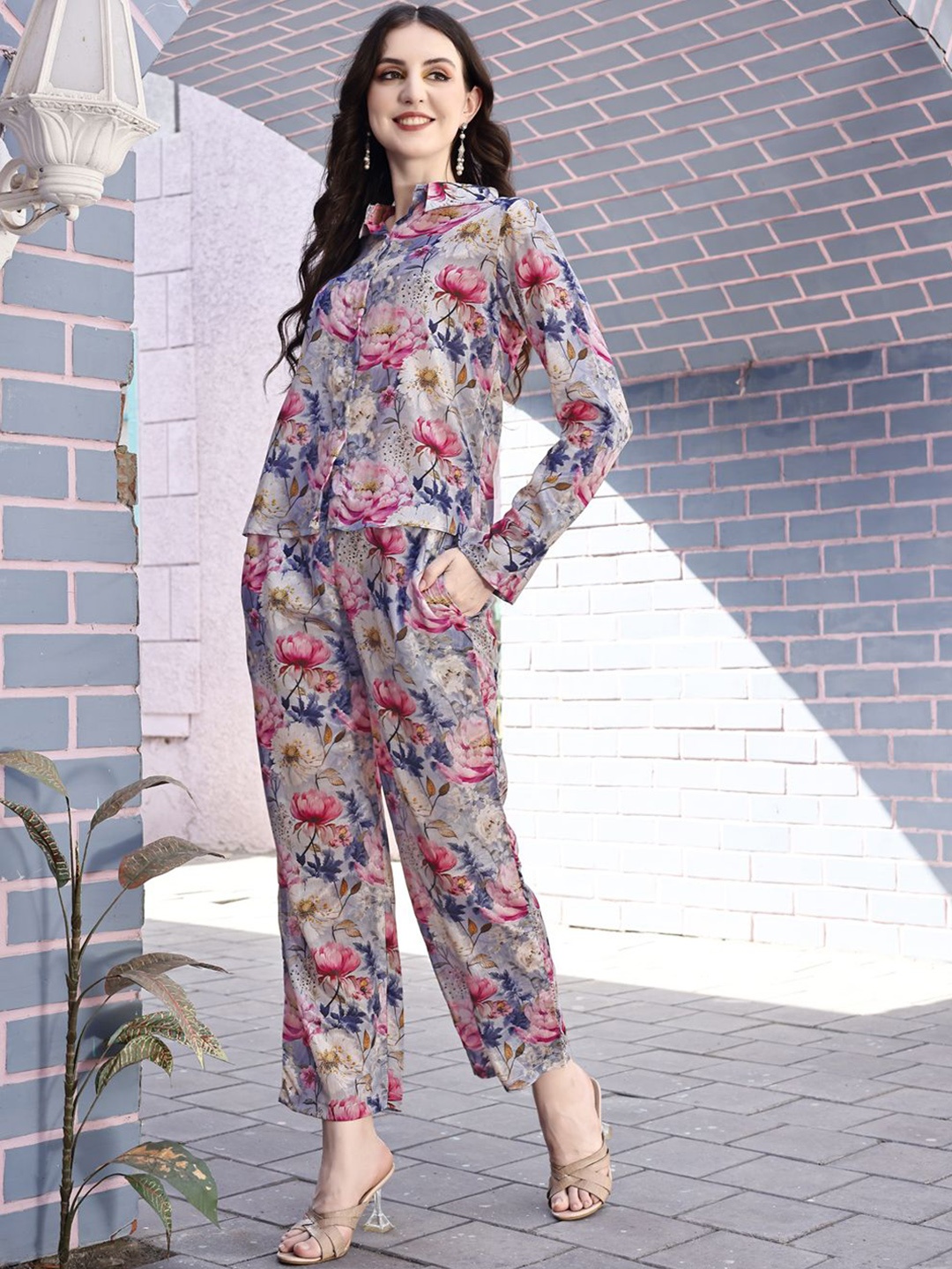 

VenderVilla Printed Shirt With Trouser, Blue
