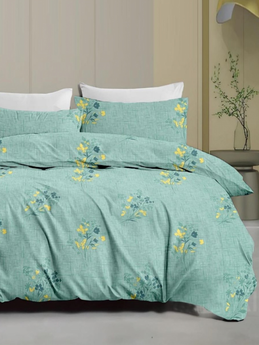 

Signature Blue & Yellow Floral 160 TC Queen Bedsheet with 2 Pillow Covers