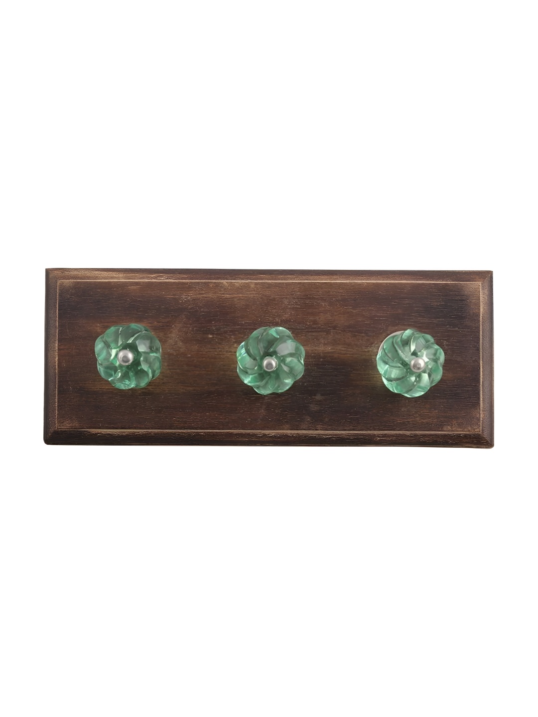

Indianshelf Green & Brown 4 Pieces Textured Wooden Hooks