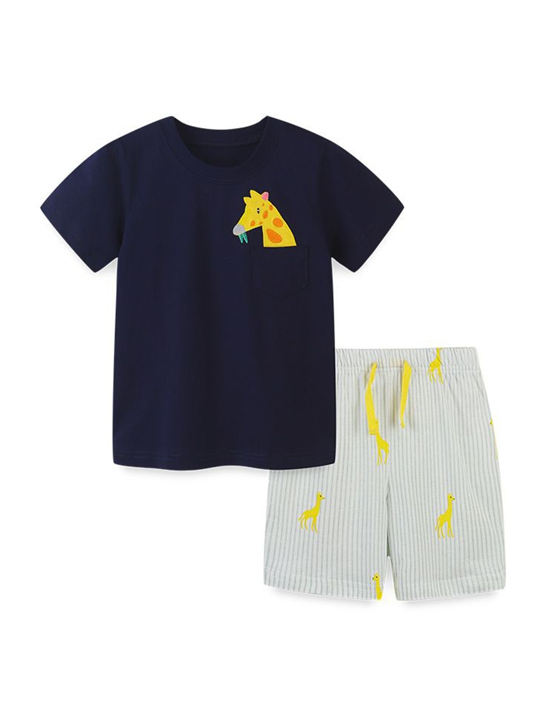 

StyleCast Boys Navy Blue Printed Cotton T-shirt with Shorts