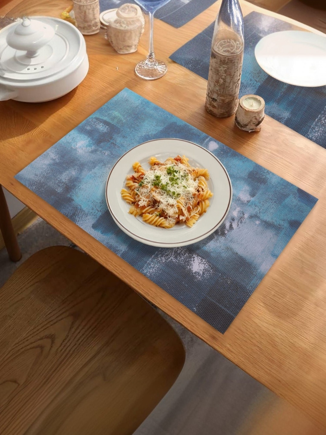 

UMAI Blue & Grey 6 Pieces Printed Anti Slip Table Placemats