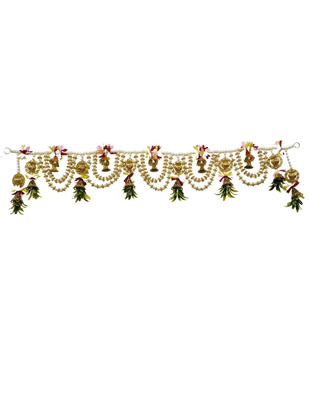 

NARYA TRADITIONAL Cream & Green Beaded Toran Festive Decor