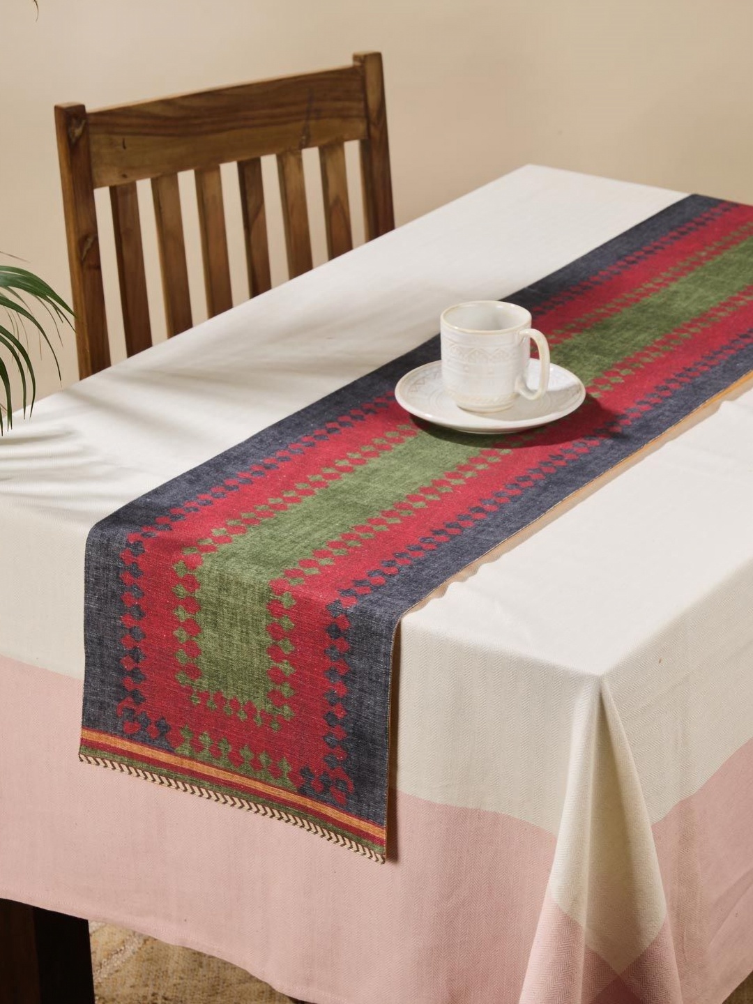 

Fabindia Red & Blue Geometric Printed Cotton Table Runner