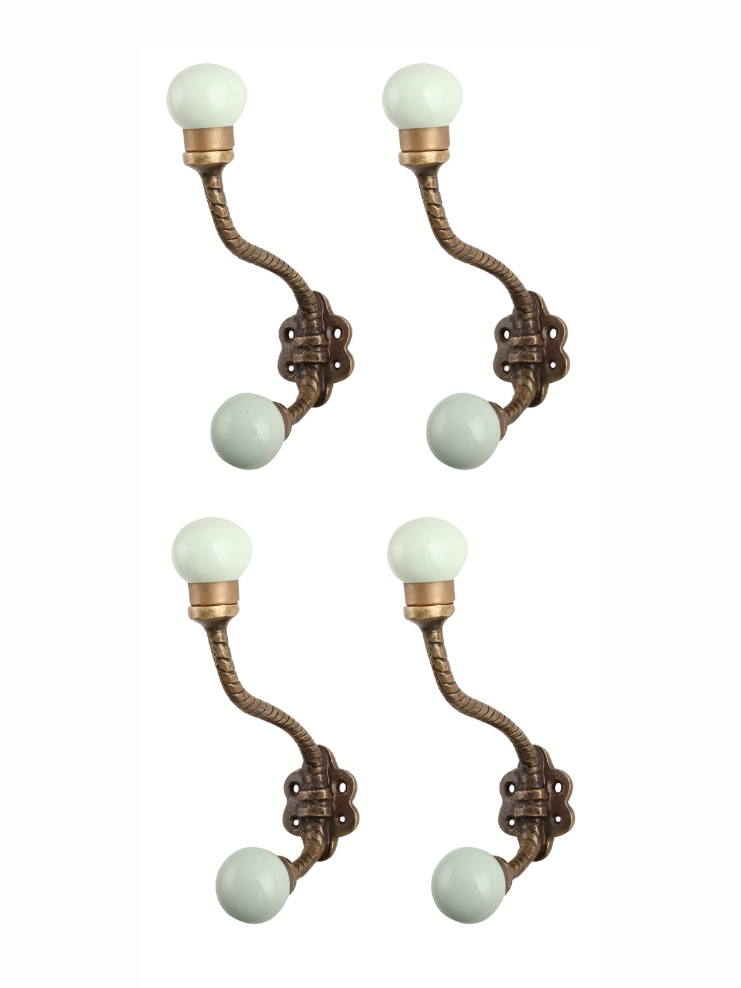 

Indianshelf Green & Gold Toned 4 Pieces Textured Metal Hooks