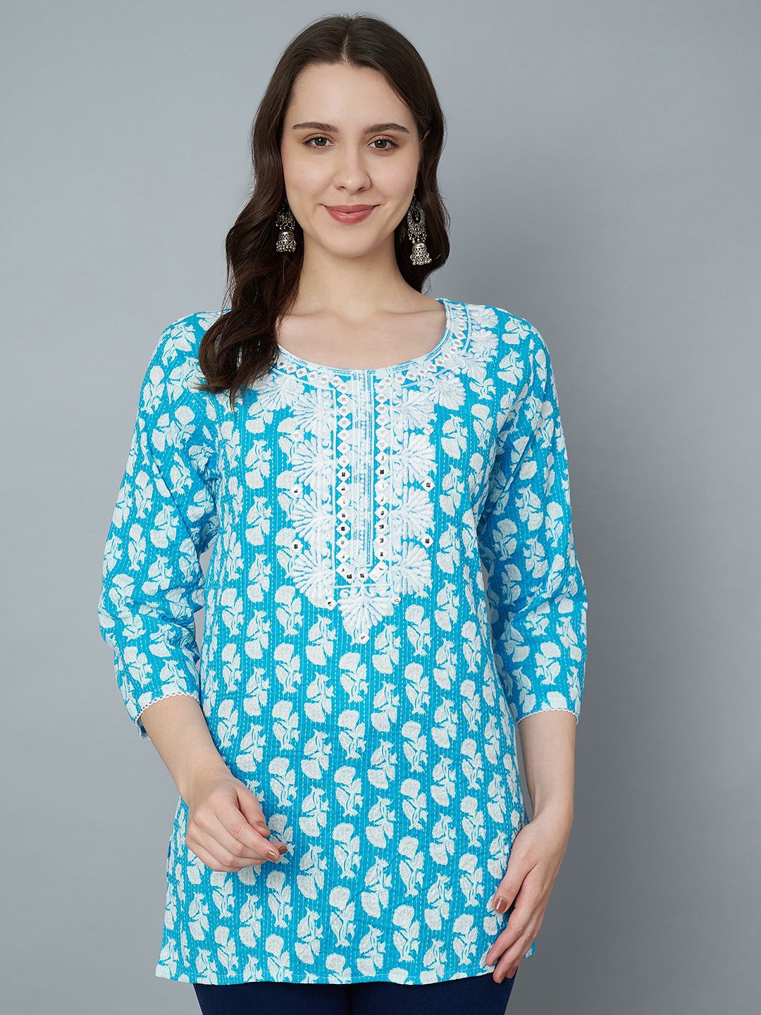 

Trend Level Embroidered Kurti, Sea green