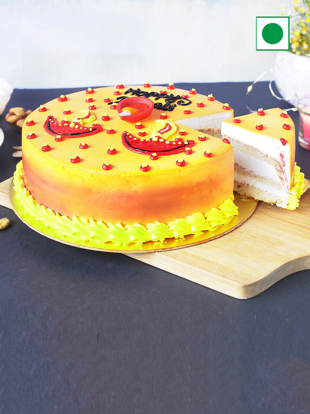

IGP Pineapple Flavour Eggless Round Cake- 1Kg, Yellow