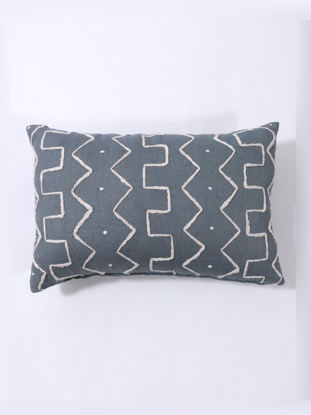 

Art Avenue Grey & White Geometric Embroidered Cotton Rectangle Cushion Cover