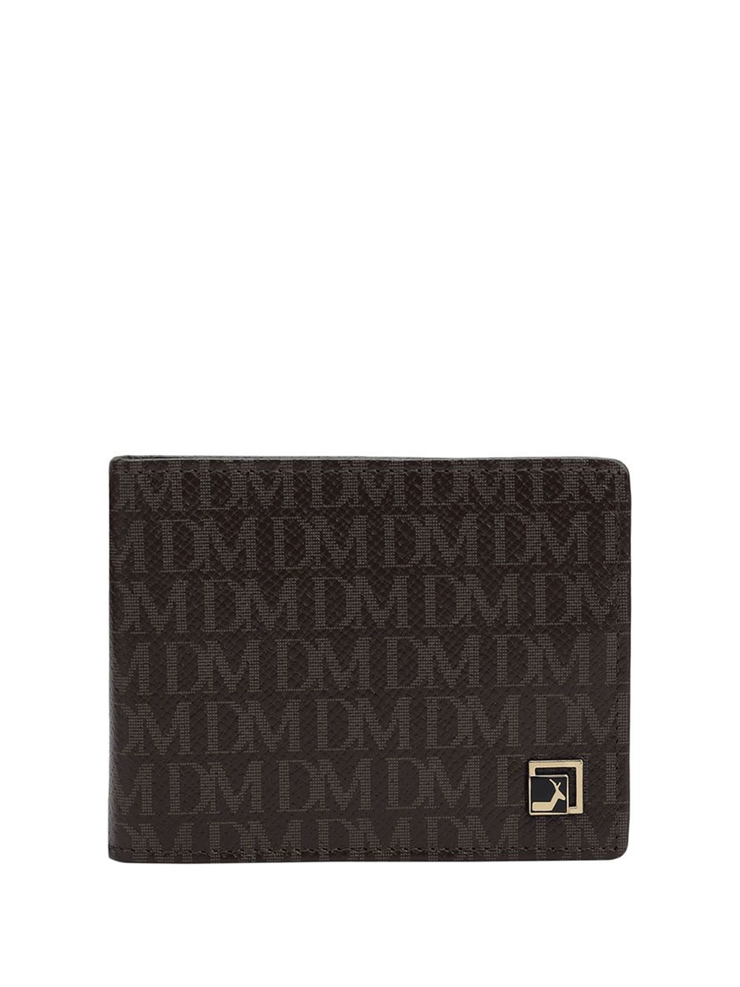 

Da Milano Men Typography Printed Leather Money Clip, Brown