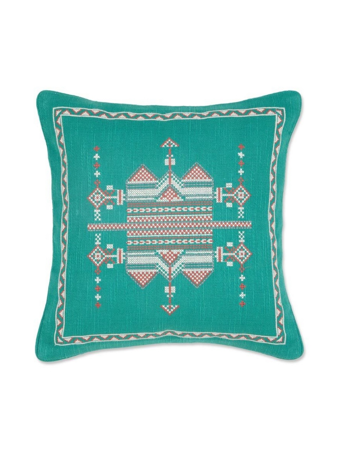 

Fabindia Teal Green & Maroon Geometric Square Cushion Covers