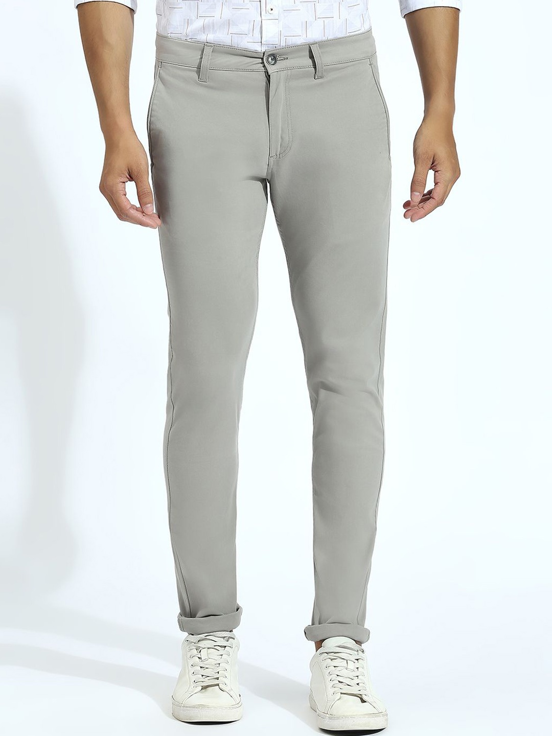 

Klub Fox Men Mid-Rise Slim Fit Trousers, Grey