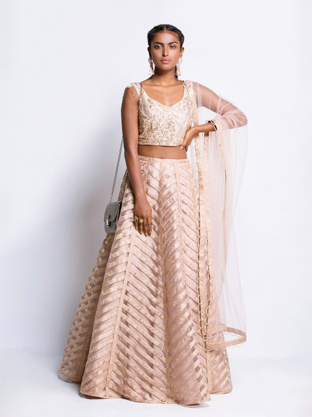 

Payal Singhal Embroidered Beads & Stones Silk Ready to Wear Lehenga & Blouse With Dupatta, Pink