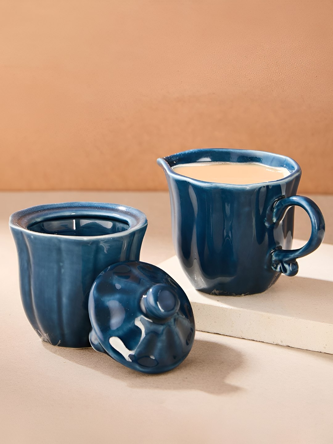 

Fabindia Umara Set Of 3 Blue Ceramic Tea Set