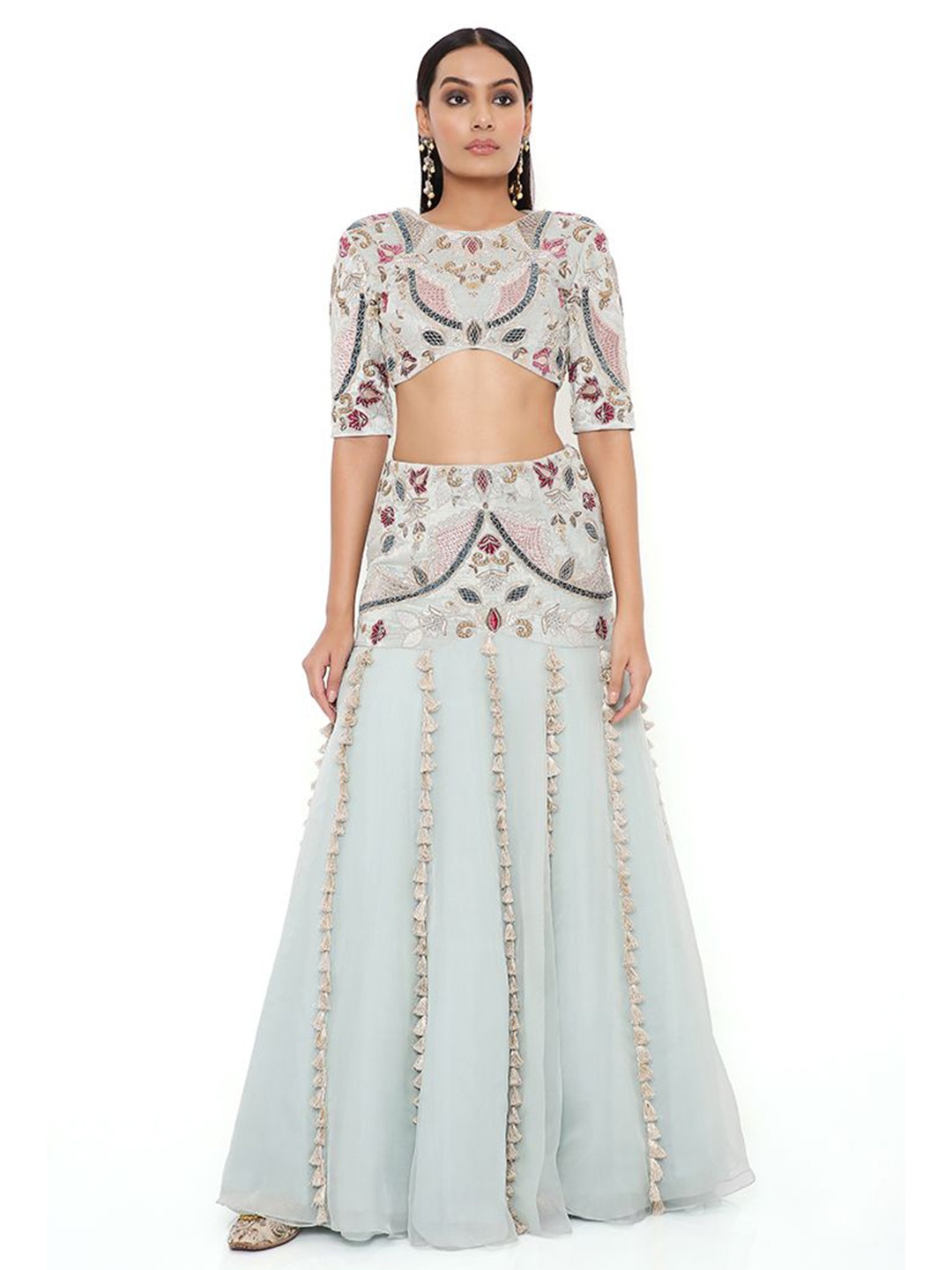 

Payal Singhal Embroidered Sequinned Velvet Ready to Wear Lehenga Choli, Blue