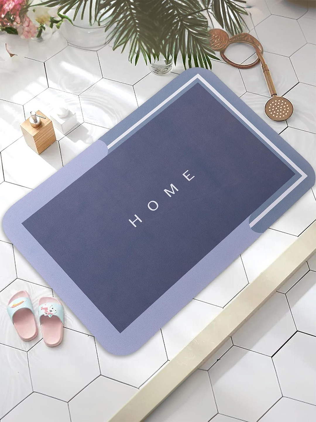 

Kuber Industries Grey & Blue 4 Pieces 240 GSM Anti Slip Bath Mat