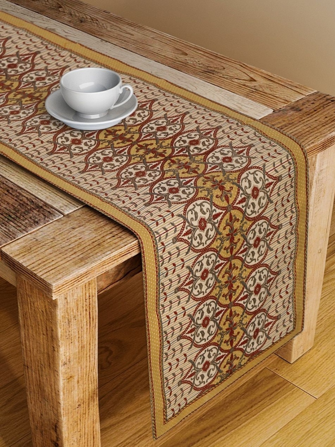 

Fabindia Red & Yellow Floral Printed Anti Skid Table Runner