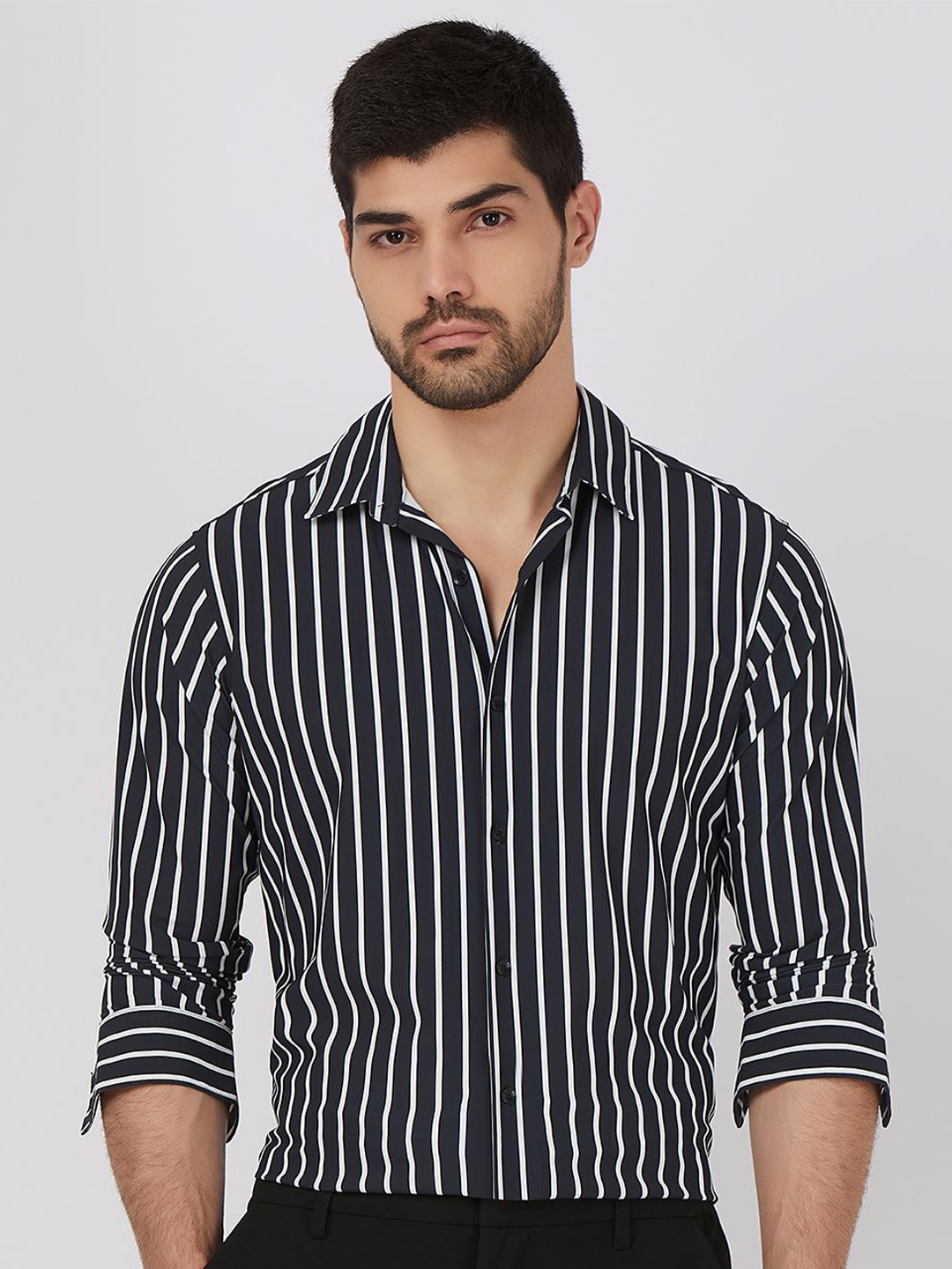 

Mufti Men Spread Collar Slim Fit Casual Shirt, Black