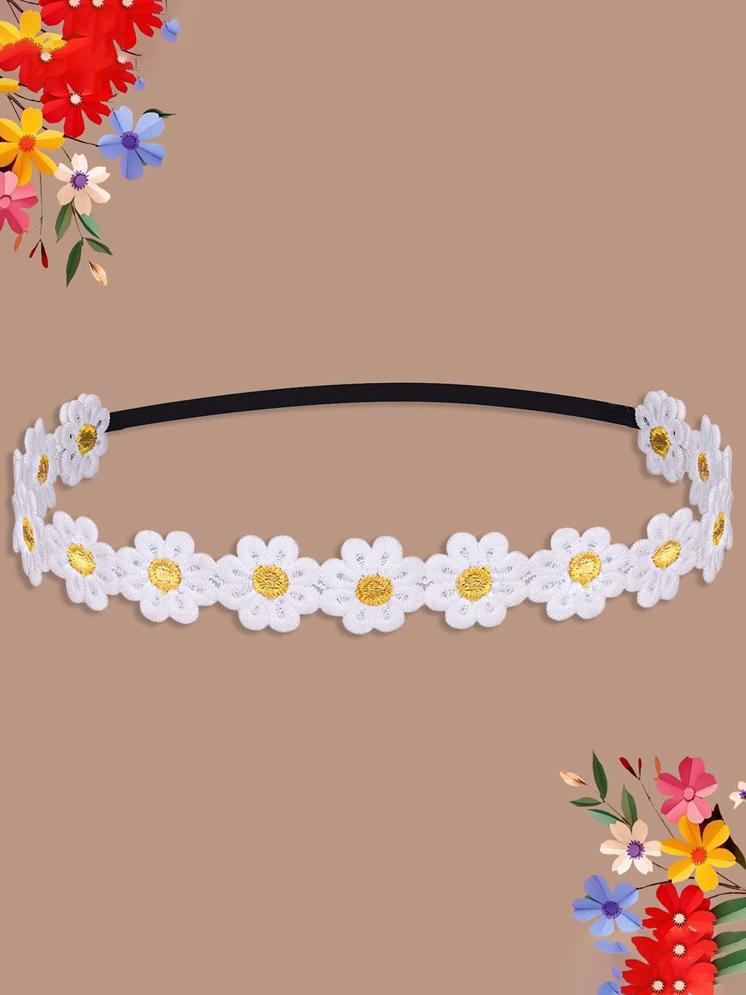 

SYGA Girls Floral Stretchable Bandana Headband, Yellow