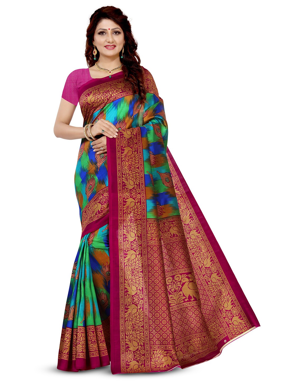 

RUNAYA NX Ethnic Motifs Printed Saree, Green