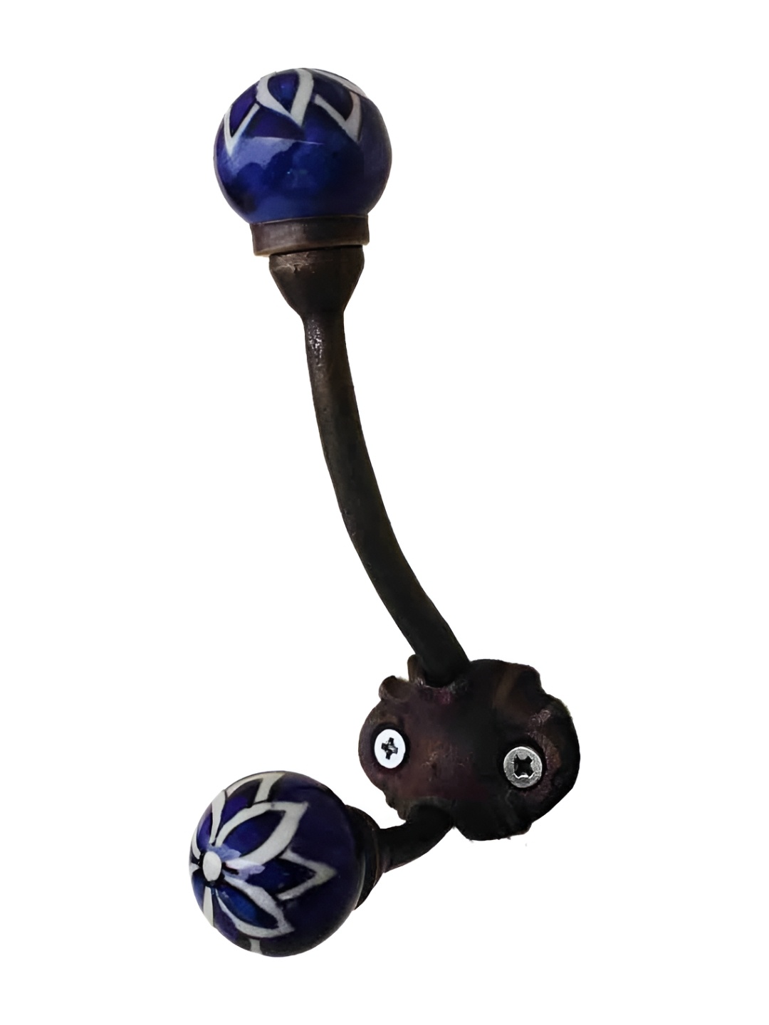 

Indianshelf Black & Blue 4 Pieces Printed Metal Wall Hooks