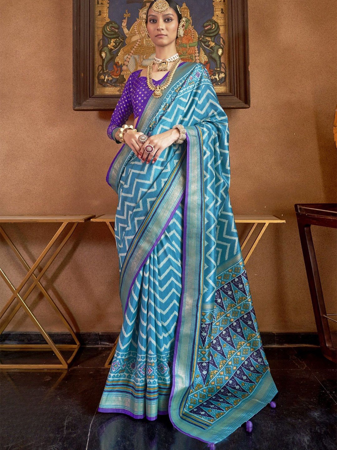 

MySilkLove Zari Patola Saree, Blue