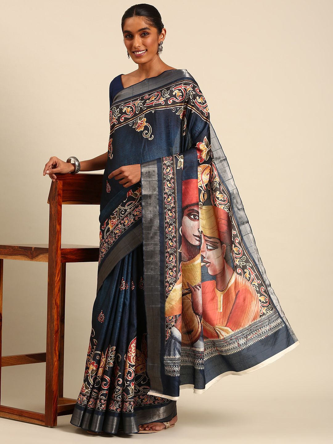 

Fashion Petals Ethnic Motif Zari Woven Saree, Blue