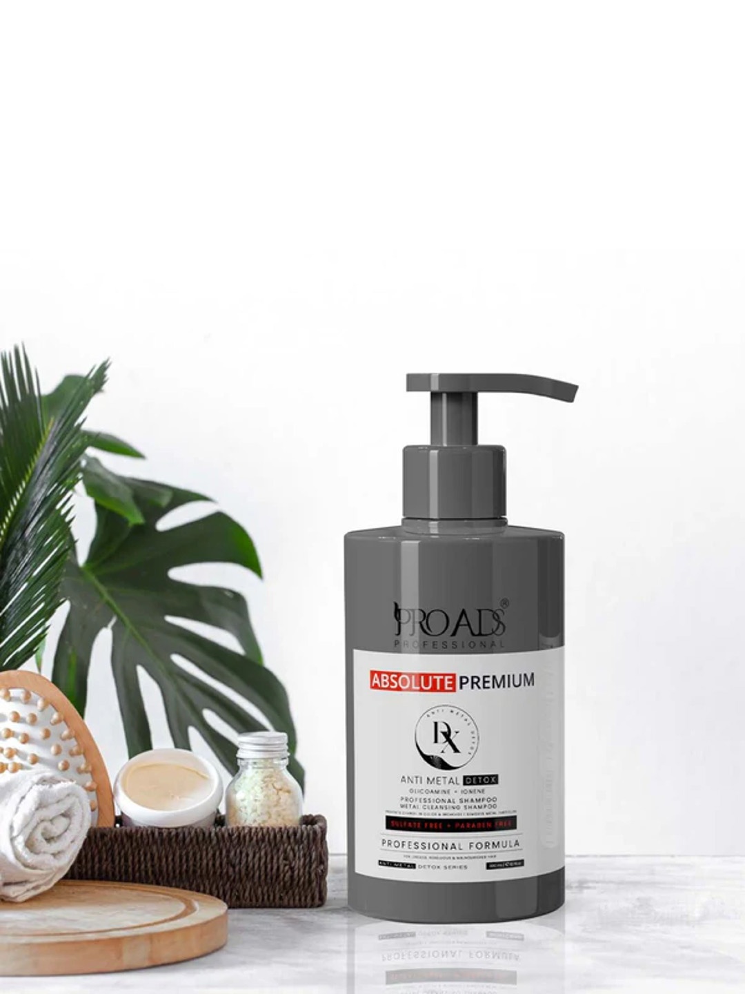 

PROADS Anti Metal Detox Shampoo with Glicoamine & Ionene - 300 ml, Grey