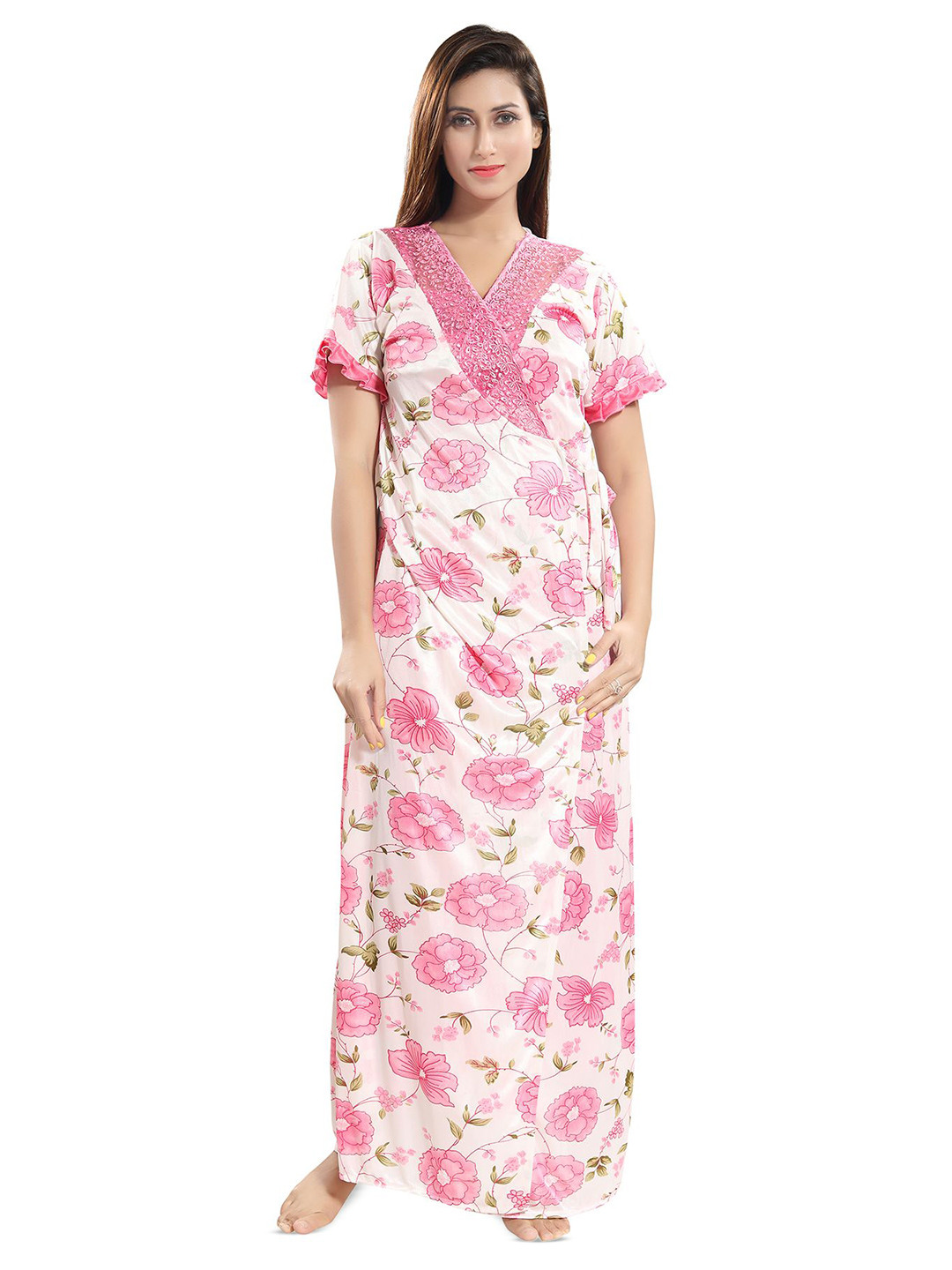 

Be You Printed V-Neck Maxi Nightdress, Pink