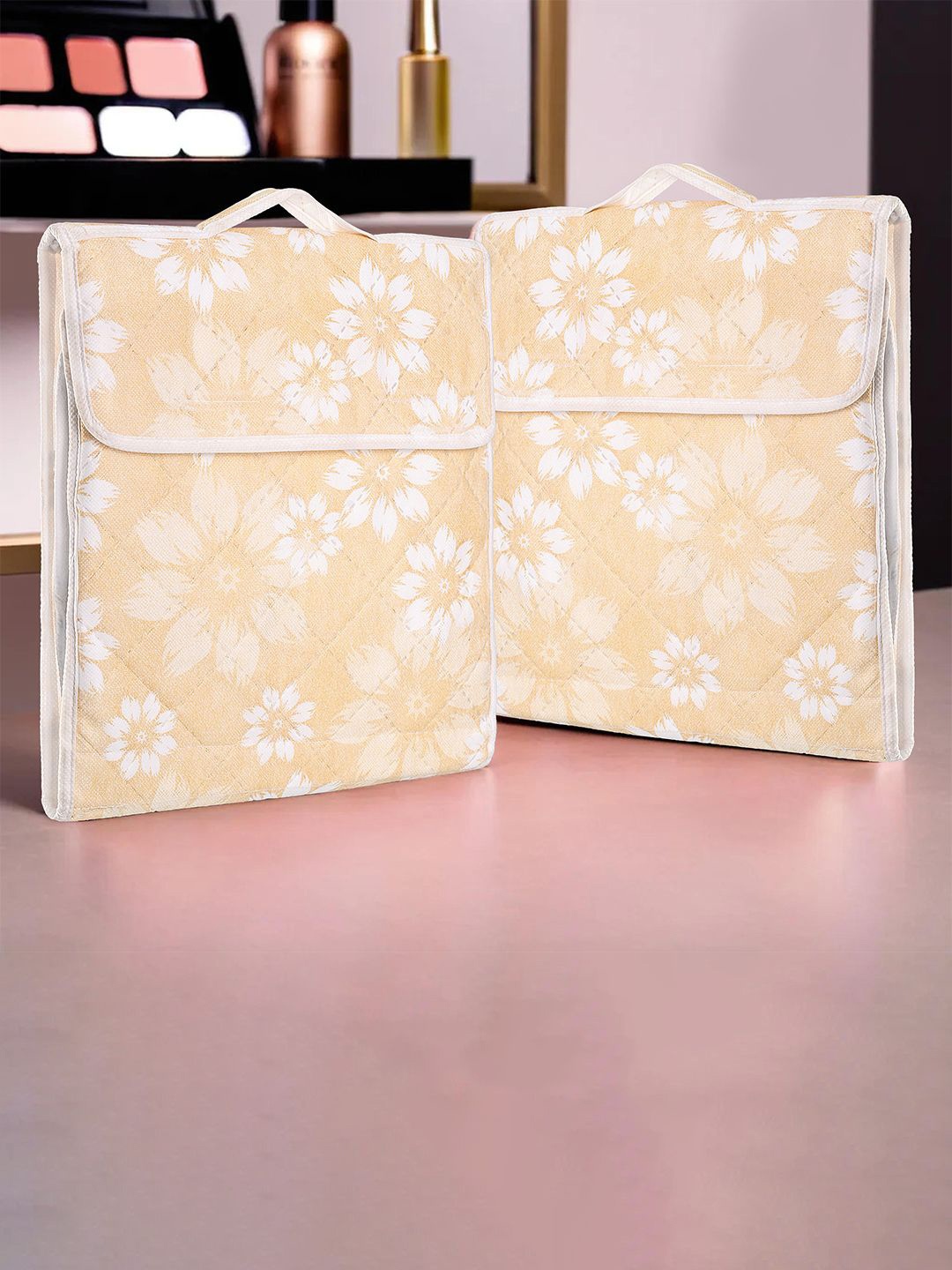 

Kuber Industries Set of 2 Printed Vanity Bag Travel Accessory, Yellow