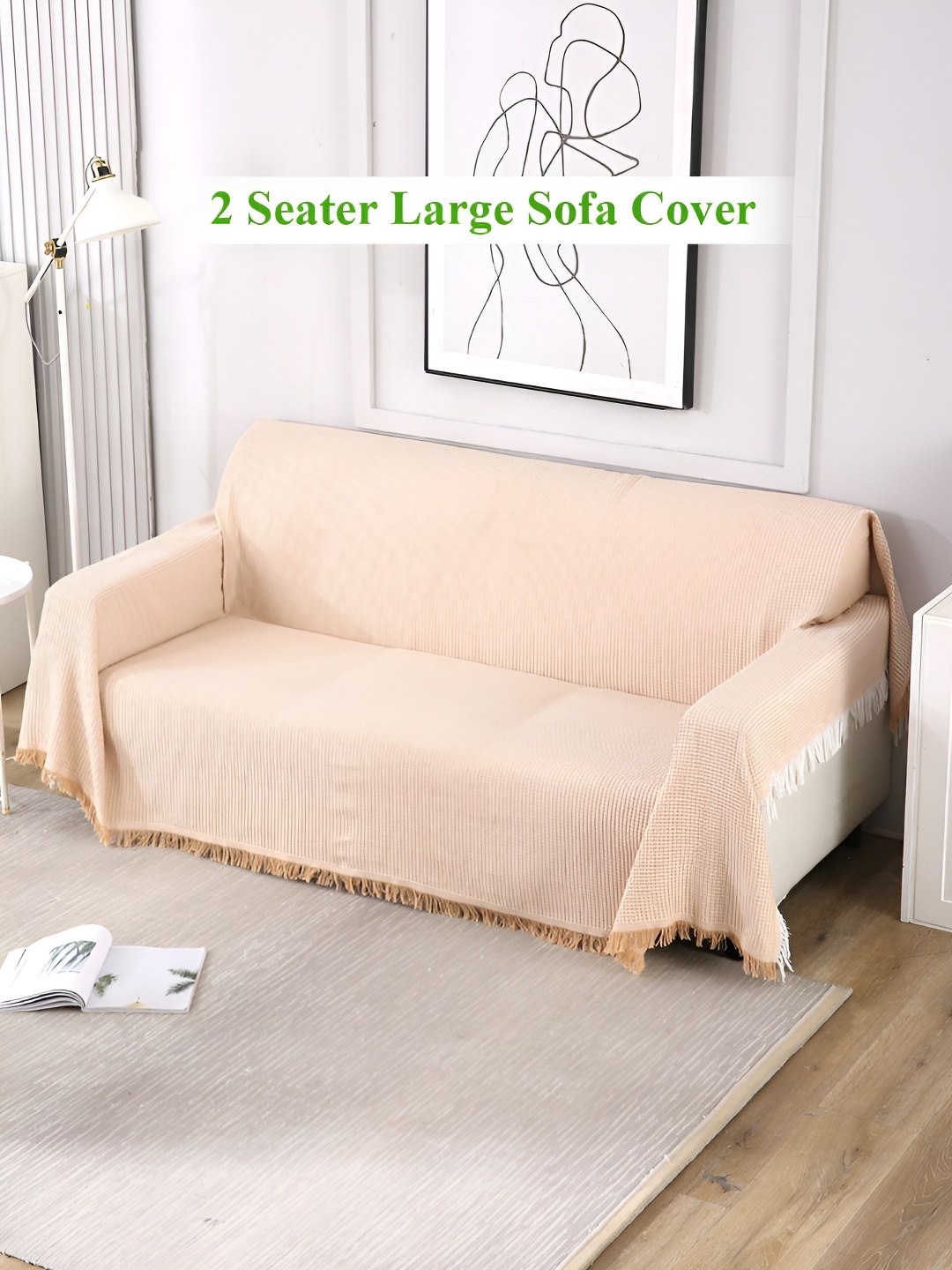 

HOKIPO Peach Self-Design 2 Seater Sofa Throw Blanket