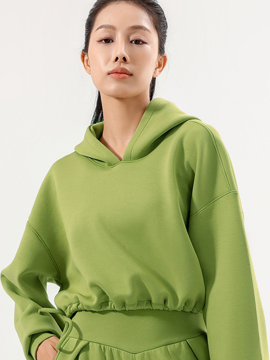 

LULU & SKY Cotton Regular Sleeves Blouson Top, Green