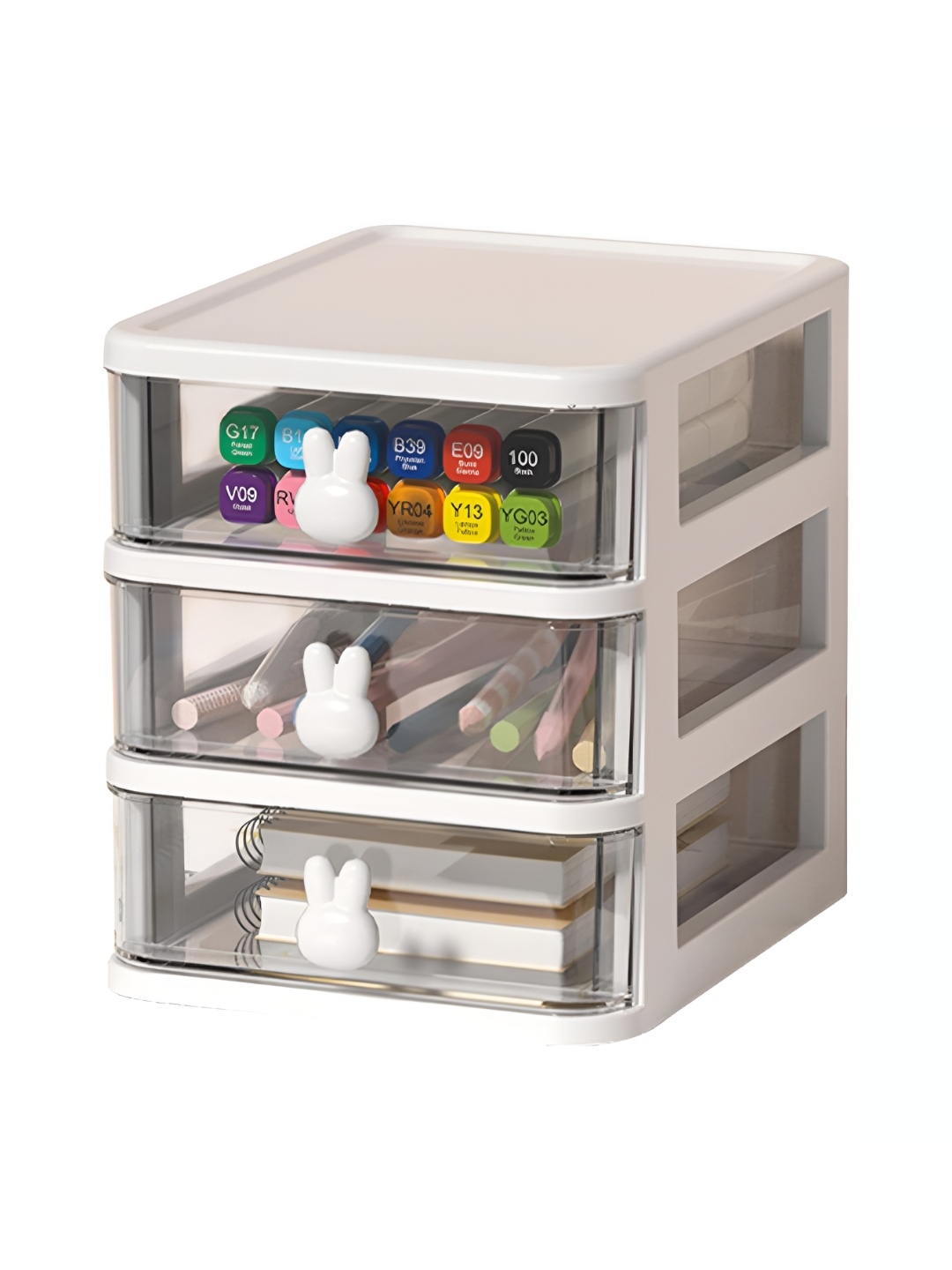 

HOUSE OF QUIRK White & Transparent 3 Tier Rectangular Jewellery Organiser