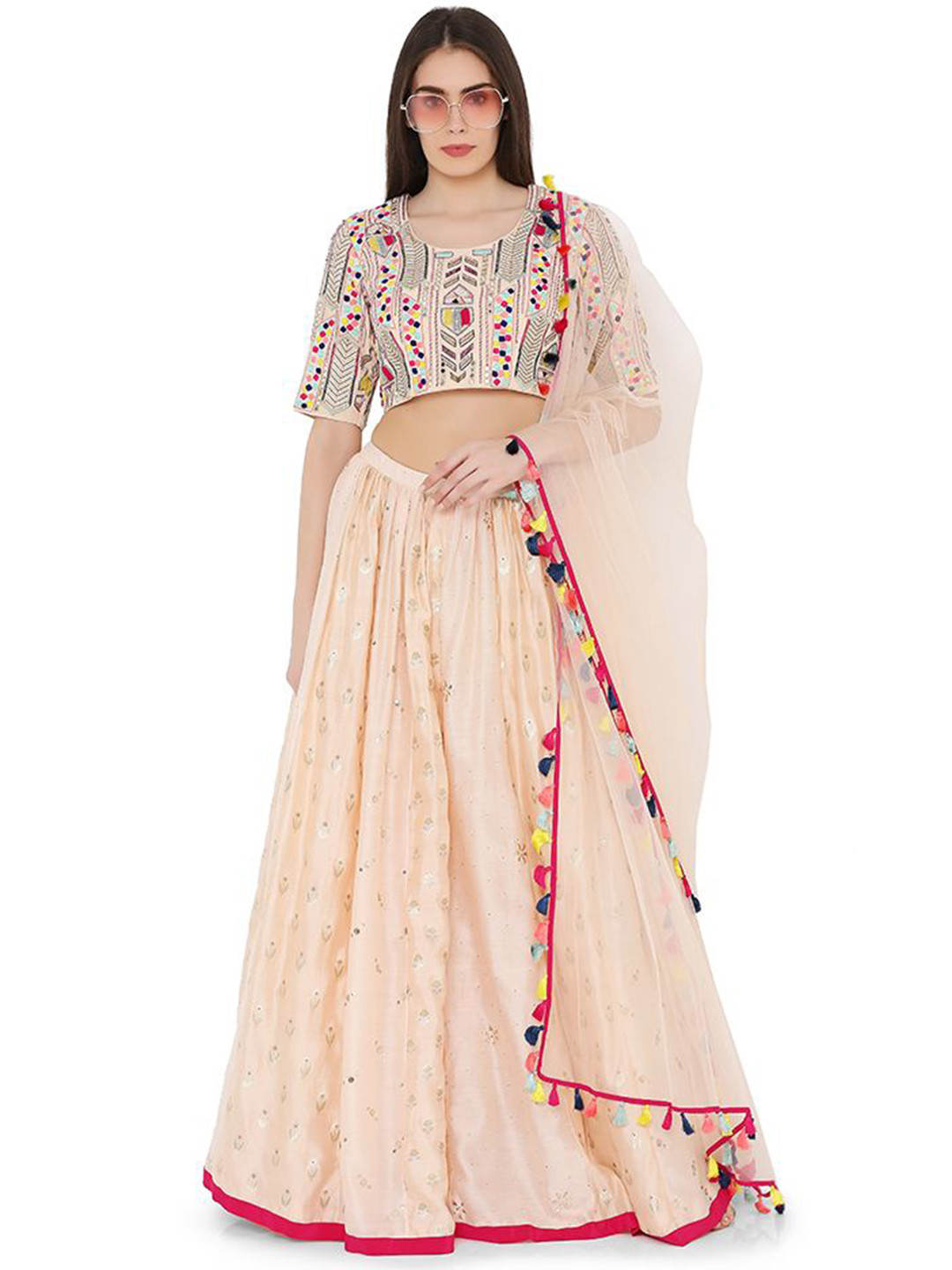 

Payal Singhal Printed Ready to Wear Lehenga Set, Peach