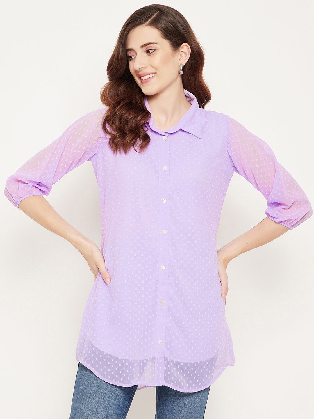 

Bitterlime Shirt Collar Tunic, Mauve