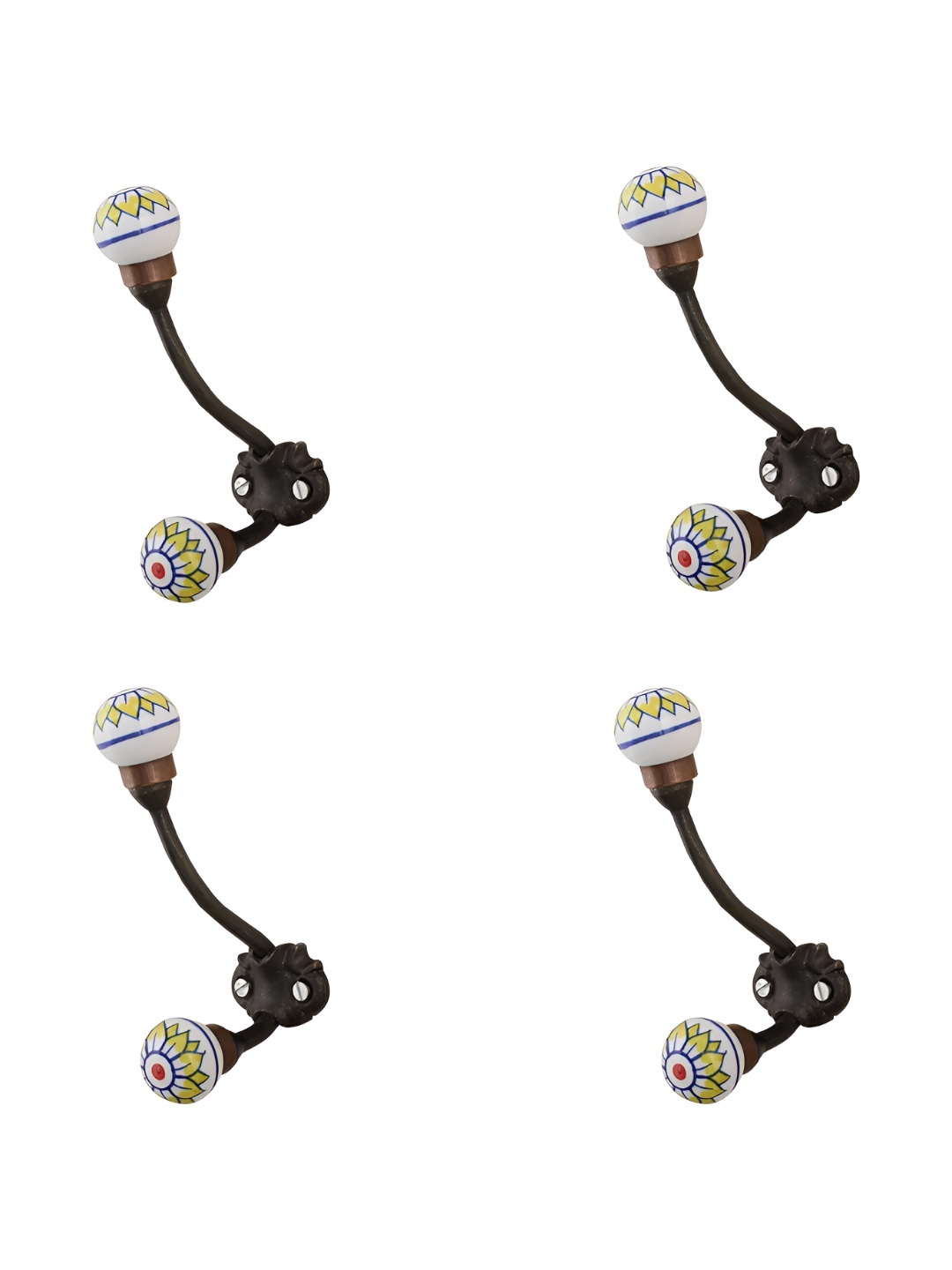 

Indianshelf White & Blue 4 Pieces Metal Wall Hook
