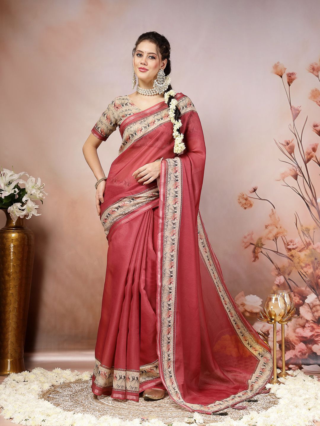 

Stylum Ethnic Motifs Zari Saree, Red