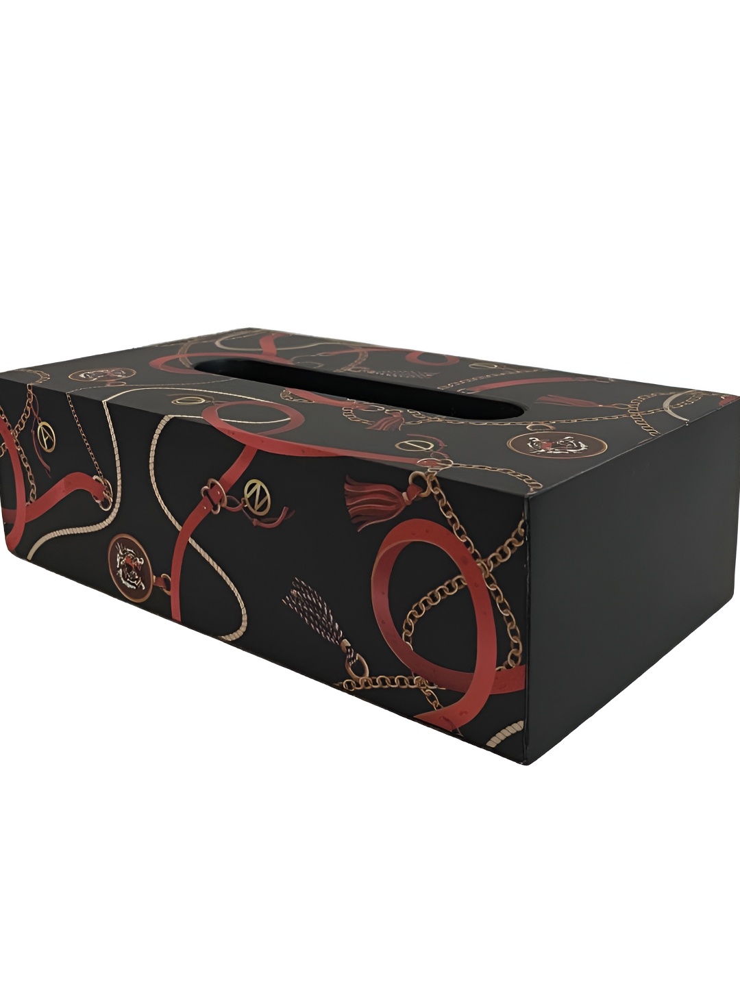 

MAATIR DESIGNS Black & Red Printed Wooden Tissue Box Holder