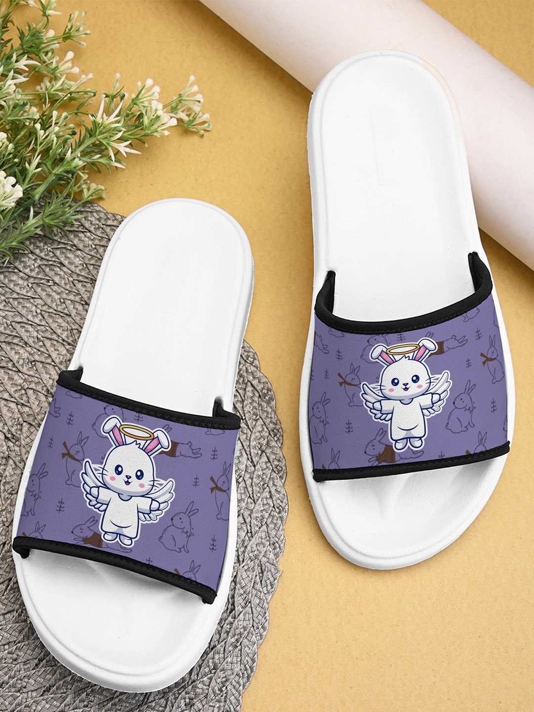 

BOOTCO Women Printed Rubber Sliders, Purple