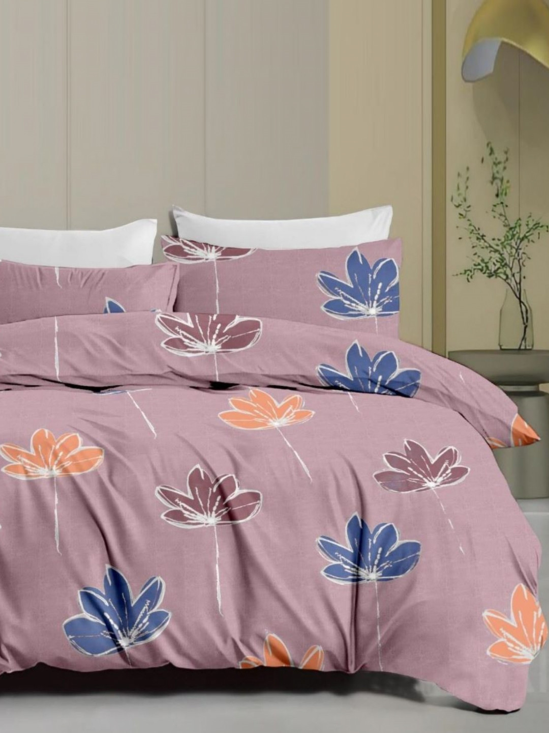 

Signature Purple & Brown 160 TC Queen Bedsheet with 2 Pillow Covers