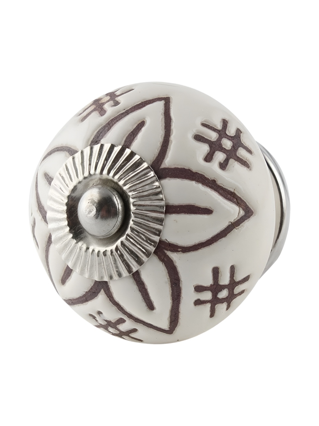 

Indianshelf White 4 Pieces Floral Printed Ceramic Drawer Knobs