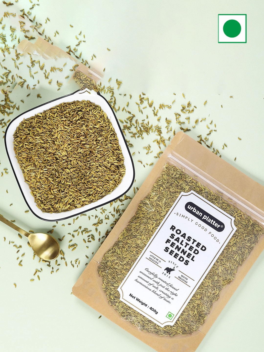 

URBAN PLATTER Roasted Salted Fennel Seeds- 400g, Brown