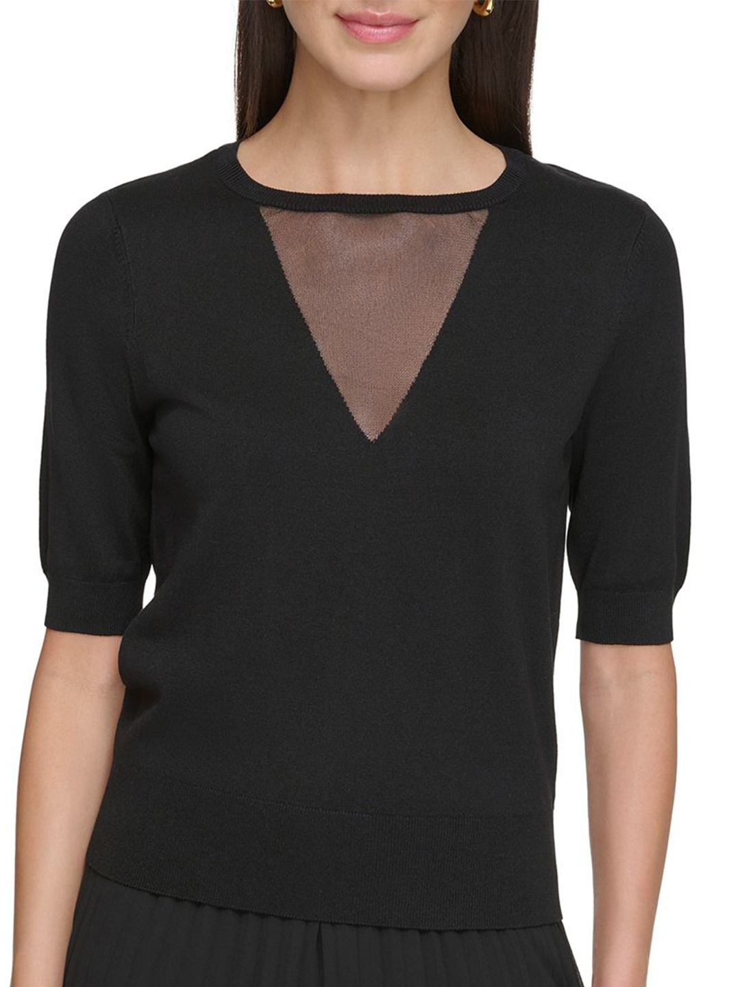 

DKNY Round Neck Pullover, Black