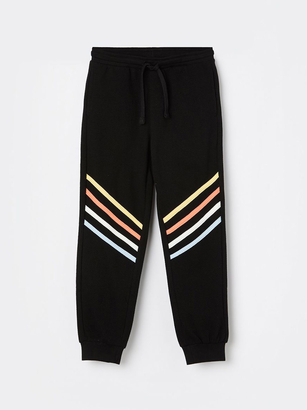 

Fame Forever by Lifestyle Boys Striped Mid Rise Cotton Track Pants, Black