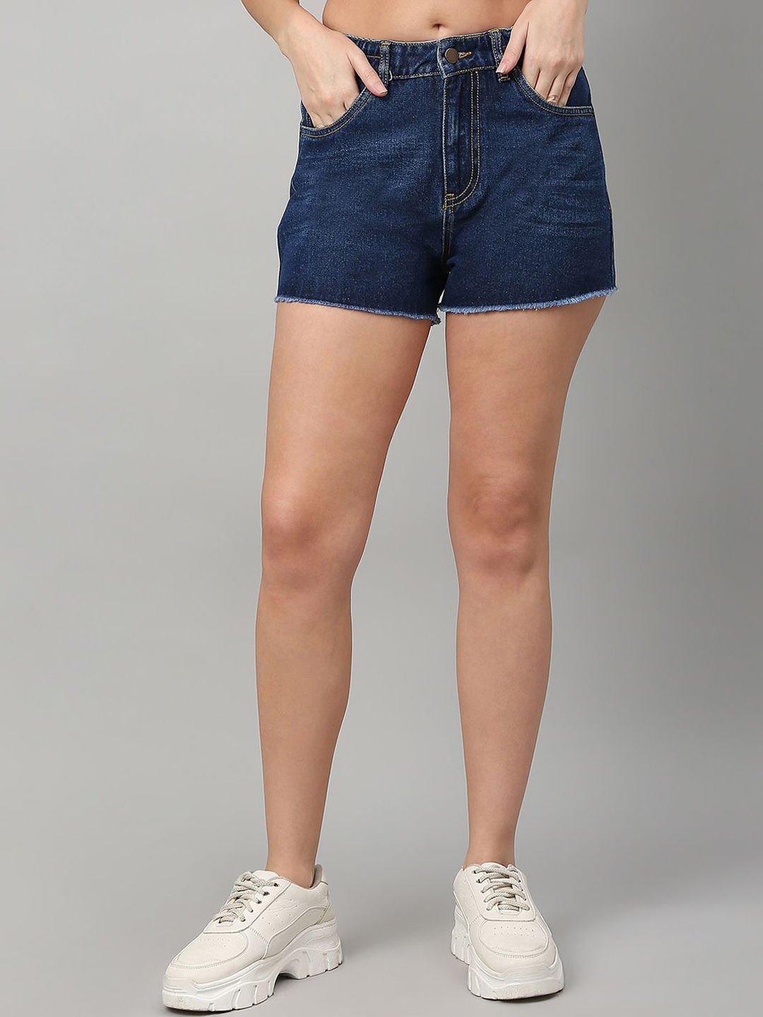 

TARAMA Women High-Rise Outdoor Denim Shorts, Blue